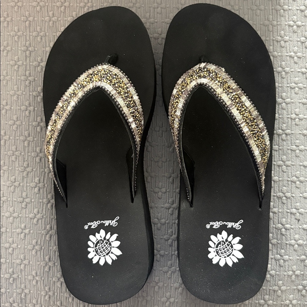 Yellow Box Beaded Flip Flops